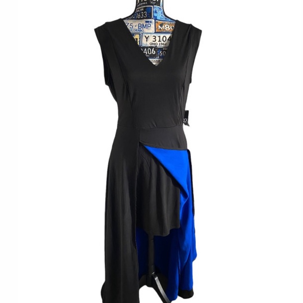 NWT, New York & Company Stretch Black/Royal Blue sleeveless dress.